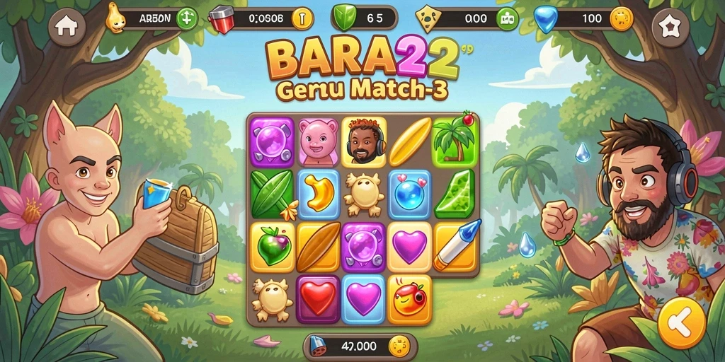 Menggambarkan gameplay BARA22 yang menantang dan penuh warna.