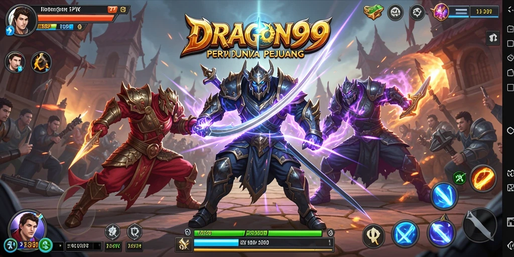 Tangkapan layar <strong>DRAGON99</strong> menampilkan pertarungan sengit antara dua pejuang.
