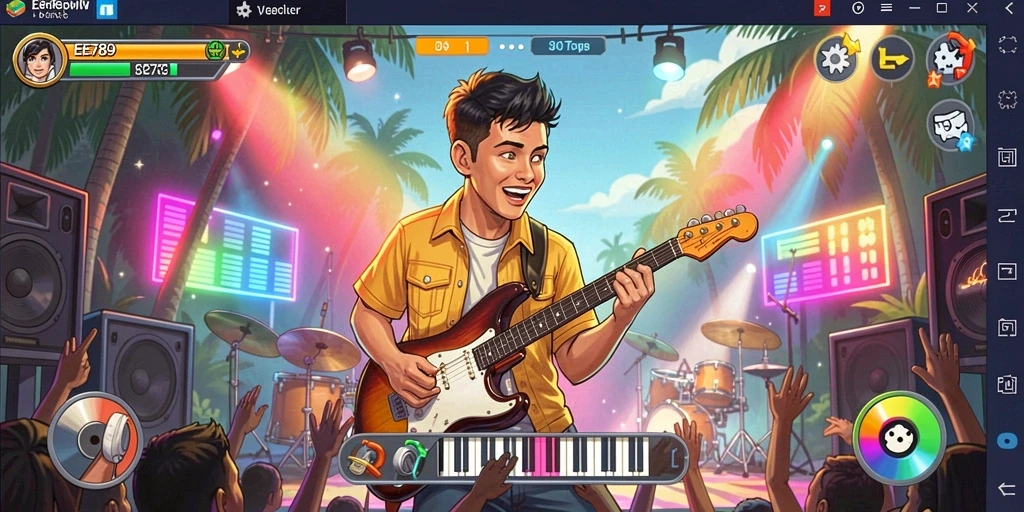 Gameplay seru dalam EE789 yang menantang keterampilan musik.