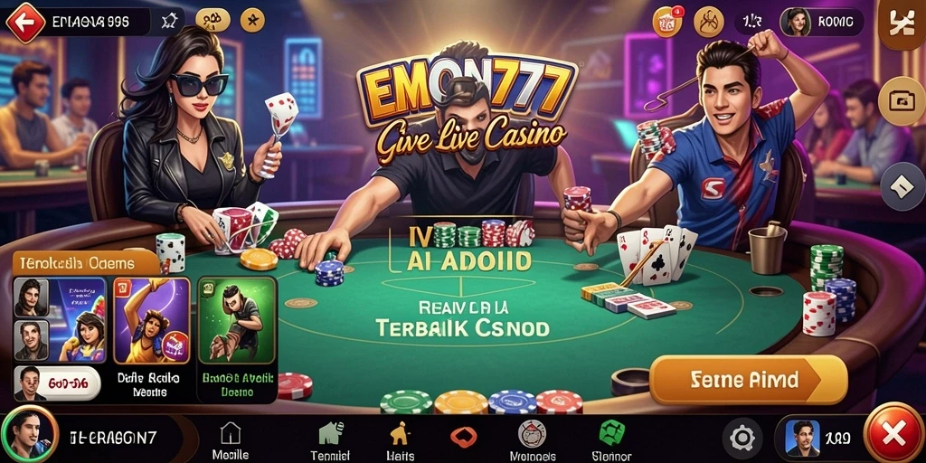 Tampilan gameplay Live Casino EMON777 yang menarik dan interaktif.