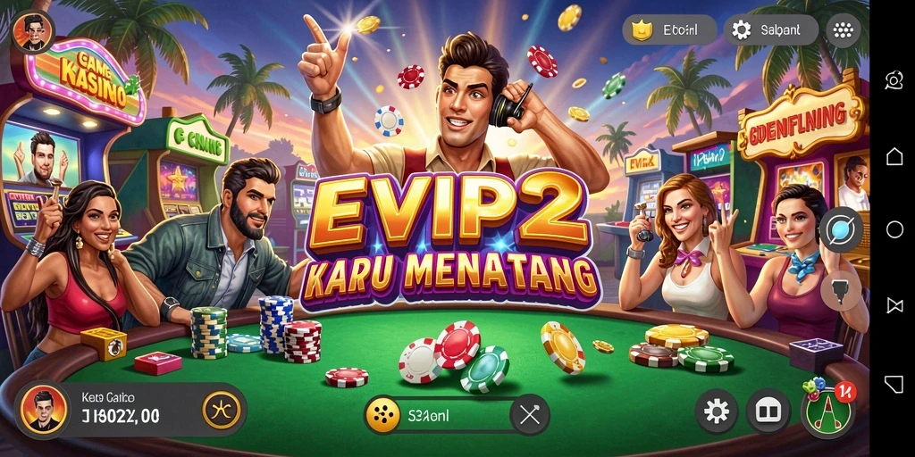 Tampilan gameplay seru dari EVIP2 dengan berbagai pilihan permainan Kasino.