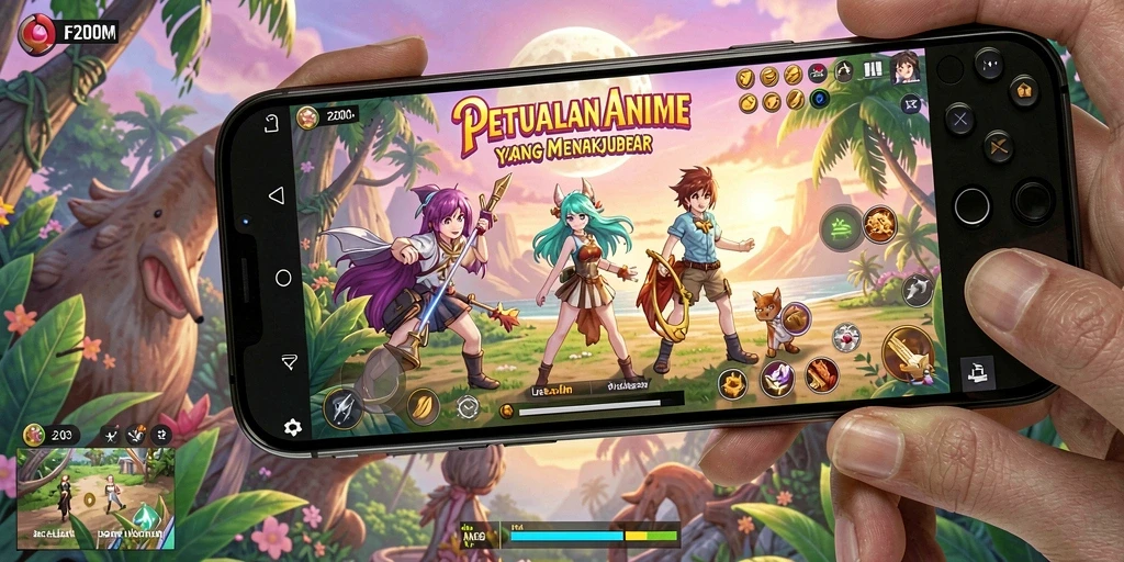 Screenshot menampilkan aksi seru dalam permainan Anime F200M.