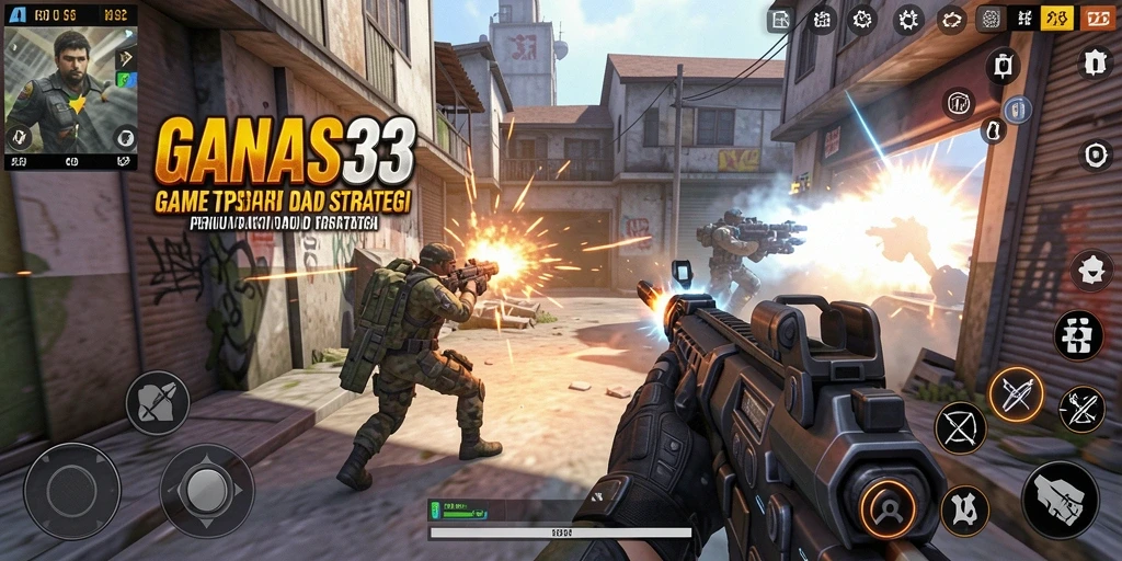 Tangkapan layar menarik dari gameplay gantung di medan perang TPS.