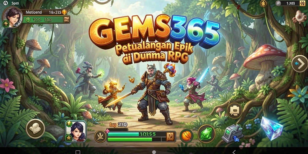 Tampilan gameplay RPG GEMS365 yang seru dan mendalam.