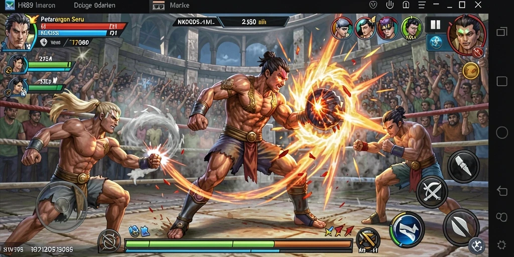 Tangkapan layar gameplay HR89 yang menampilkan pertarungan seru dengan karakter legendaris.