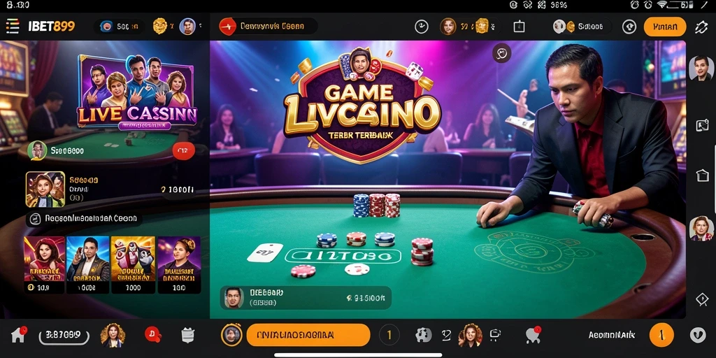 Tampilan permainan Live Casino yang mendebarkan dengan dealer langsung.