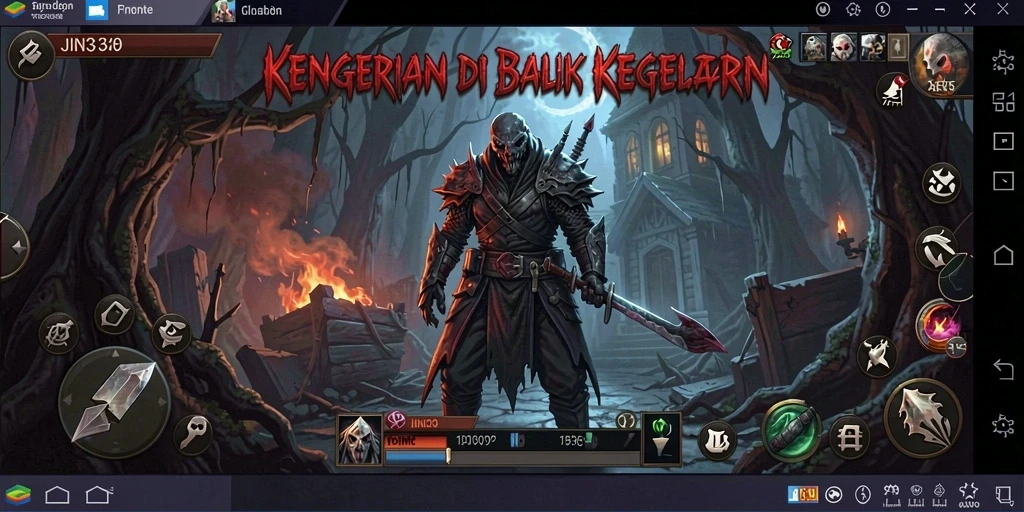 Screenshot utama JIN33 menunjukkan suasana horor yang mencekam dan gameplay yang intens.