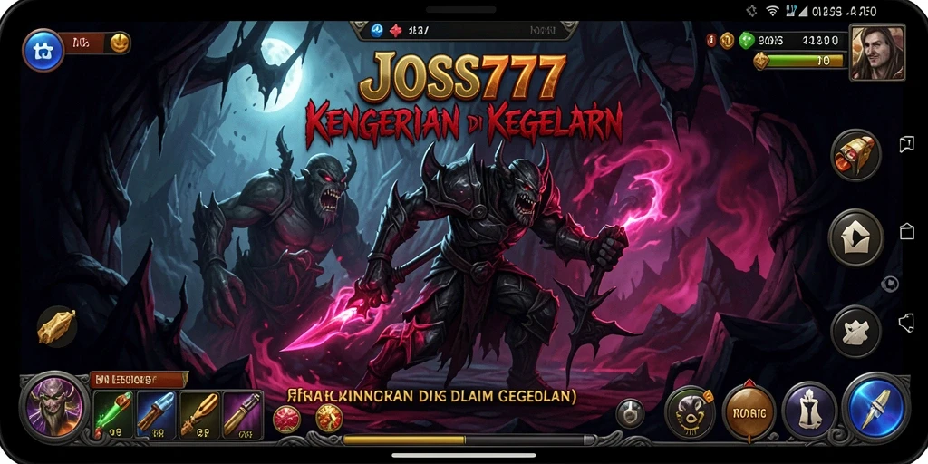 Screenshot menampilkan gameplay menyeramkan di dalam dunia kegelapan JOSS777.