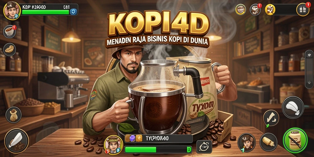 Screenshot gameplay KOPI4D menampilkan kafe yang dikelola dengan baik.