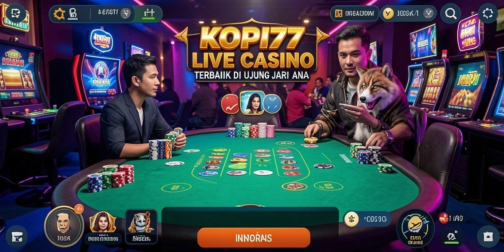 Gameplay mendebarkan KOPI77 dalam suasana Live Casino yang nyata.