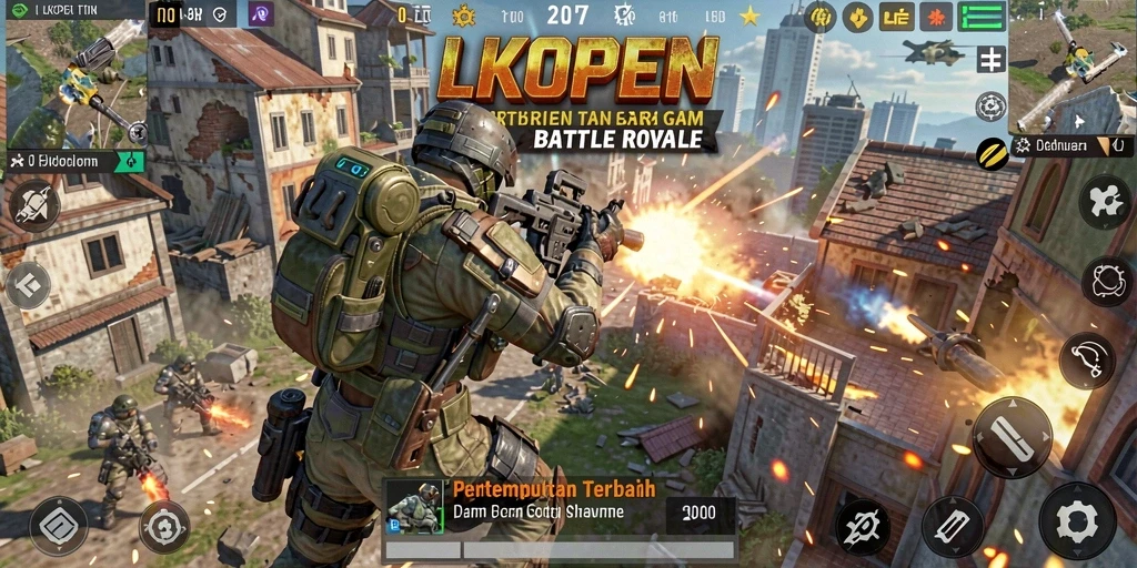 Gameplay seru di LKOPEN saat pemain bertarung di pulau yang luas.