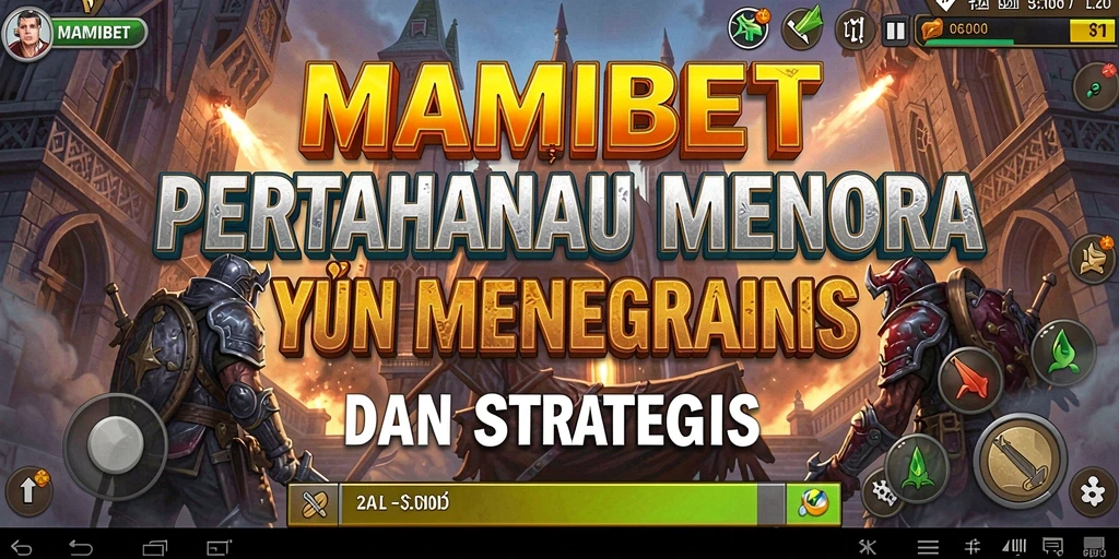 Screenshot MAMIBET menampilkan aksi seru pertahanan menara di medan pertempuran.