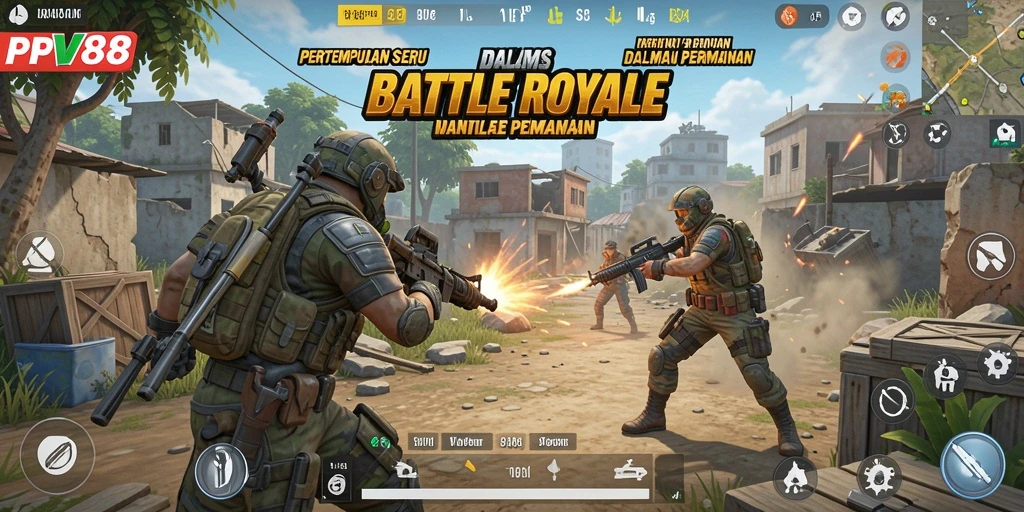 Screenshot utama PPV88 dengan aksi pertempuran seru di Battle Royale.