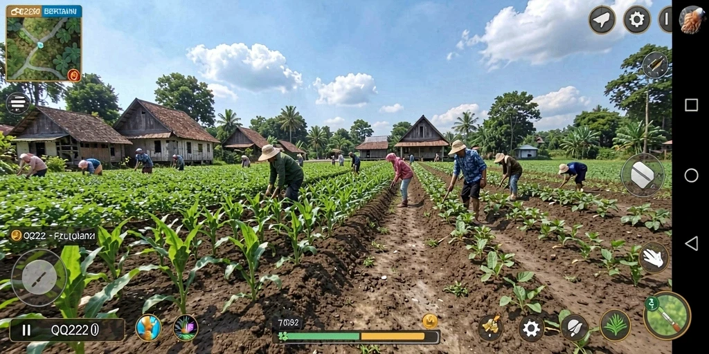 Screenshot menunjukkan gameplay seru dan interaksi di ladang.