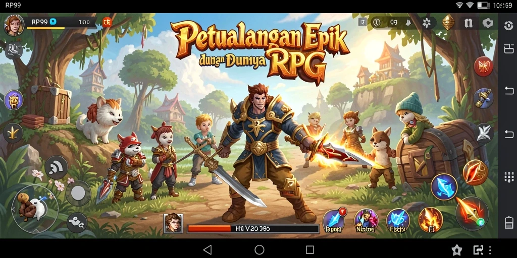 Tangkapan layar gameplay RP99 yang menampilkan pertarungan seru.