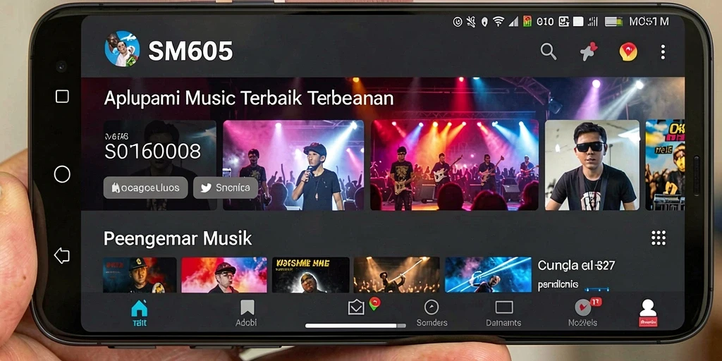 Tangkapan layar utama SM605 menampilkan fitur karaoke yang seru.