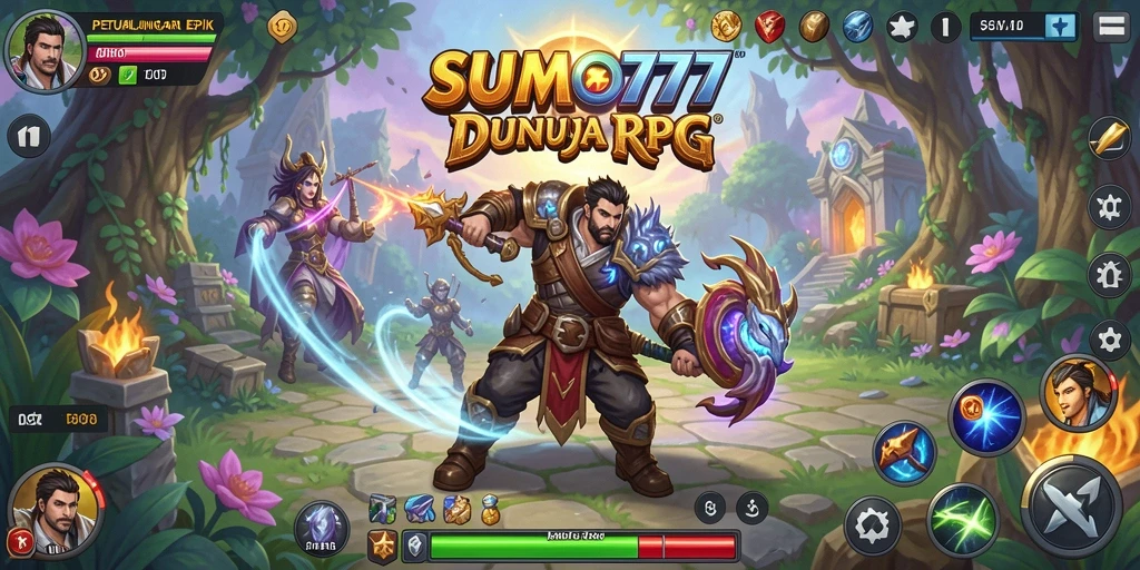 Screenshot utama dari gameplay RPG SUMO777 yang menampilkan petualangan seru.