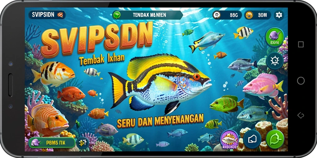 Tampilan gameplay seru di SVIPSIDN saat menembak ikan.